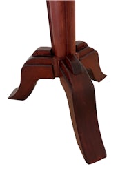 a wooden table with two legs and a wooden top